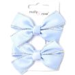 Satin Fabric Pastel Bow With Diamante Stud - Assorted Colours (4.5cm)