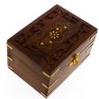 Sectioned Carved Wooden Storage Box For 6 Essential Oils- Brass Inlay