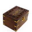 Sectioned Carved Wooden Storage Box For 6 Essential Oils- Brass Inlay