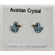 Silver Austrian Crystal Duck Studs-Asst Colours(8mm)