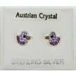 Silver Austrian Crystal Duck Studs-Asst Colours(8mm)