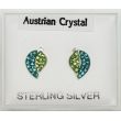 Silver Austrian Crystal Leaf  Studs Asst. (9mm)