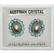 Silver Austrian Crystal Oval Studs -Turquoise(10mm)