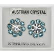 Silver Austrian Crystal Studs - Aqua (13mm)