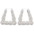 Silver Bamboo Hoop Earrings - 8cm