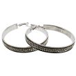 Silver Diamante Design Hoop Earrings - 6.8cm