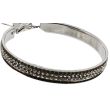 Silver Diamante Design Hoop Earrings - 6.8cm