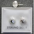 Sterling Silver Dome Earrings With Delicate Glitter Effect 8mm
