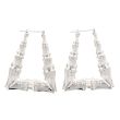 Silver Triangle Bamboo Hoop Earrings - 7.5cm