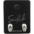 Silver Skull Stud Earrings - (11mm)