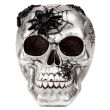 Silver Skull with Black Spiders & Webs - 11cm