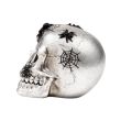 Silver Skull with Black Spiders & Webs - 11cm