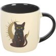 Sitting Black Cat Crescent Moon Ceramic Mug