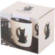 Sitting Black Cat Crescent Moon Ceramic Mug