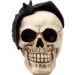 Gruesome Skull Head with Bat Decoration Ornament-14cm