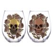 Skulls and Roses Set of 2 Glass Tumblers