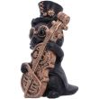 Steampunk Black Cat Figurine Playing Cello – 10cm