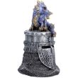 Blue Dragon Figurine on Knight Helmet – 13.2cm