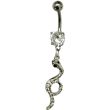 Snake Design Belly Bar - Silver - 50mm