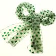 Wholesale St. Patrick's Day Shamrock Print Satin Stripe Scarves - Cream