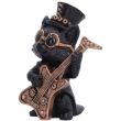 Steampunk Black Cat Figurine Playing Guitar – 10cm
