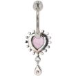 Steel Heart & Teardrop Crystal Drop Belly Bar