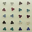 Sterling Silver 3 Cups Nose Wires- Assorted Colours