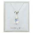 Sterling Silver Austrian Crystal Drop Pendant Necklace - 15mm