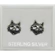 Sterling Silver Cat's Face Studs (9mm)