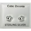 Sterling Silver Crown Design Crystal Studs - 8mm