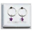 Sterling Silver Hoop With Dangly Star 10mm  - Purple 