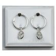 Sterling Silver Peace Symbol Dangle Hoop Earrings 12mm 
