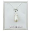 Sterling Silver Pearl Drop Pendant Necklace - 15mm