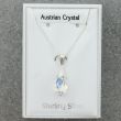 Sterling Silver Austrian Crystal Drop Pendant Necklace - 15mm