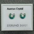 Sterling Silver Austrian Crystal Horseshoe Studs - Asst. Colours (8mm)
