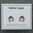 Sterling Silver Austrian Crystal Horseshoe Studs - Asst. Colours (8mm)