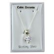 Sterling Silver Cubic Zirconia Heart Shape Pendant Necklace (8mm)