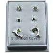 Sterling Silver CZ 3 Pair Stud - Dolphin-Stone-Ball - Assorted
