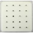 Sterling Silver Gemset Round Nose Pins (2mm) - Clear