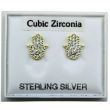 Sterling Silver Hamsa Hand Stud with Cubic Zirconia Detail (8mm) – Assorted