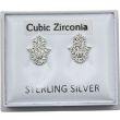 Sterling Silver Hamsa Hand Stud with Cubic Zirconia Detail (8mm) – Assorted