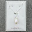 Sterling Silver Pearl Drop Pendant Necklace - 15mm