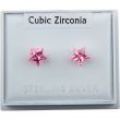 Sterling Silver Pink Star CZ Ear Studs - 6mm
