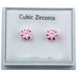Sterling Silver Pink Crystal CZ Ear Studs - 7mm