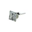 Sterling Silver Square Clear Cubic Zirconia Stud Earrings (6mm)