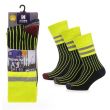 Men's Striped Hi-Vis Neon Work Socks (Pack of 3)