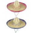 Straw Sombrero with Embroidery Design (2 Assorted Colours)