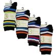 Wholesale Ladies Cotton Rich Striped Design Socks (3 Pair Pack) - Asst.