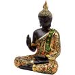 Thai Buddha Meditation Resin Ornament - Black & Orange Gold (21cm)