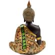 Thai Buddha Meditation Resin Ornament - Black & Orange Gold (21cm)